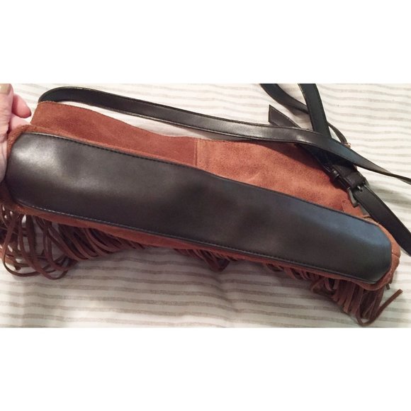 Brown Suede Vintage Purse by EGO Zip Top Shoulder Bag - Picture 8 of 8